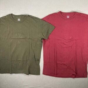 Alfani Mens XL 2 T Shirt Bundle Crew Neck Cotton‎ Tee Olive Green Red Maroon
